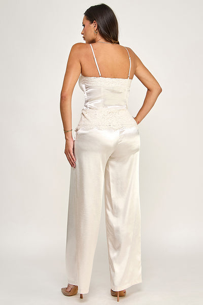 Conjunto beige satín