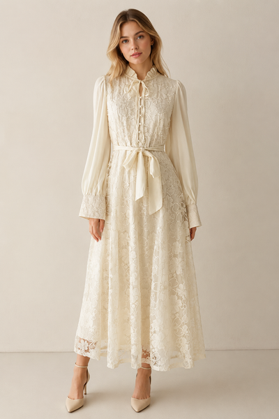 Vestido beige a media pierna