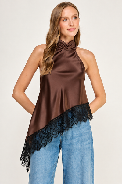 Blusa café halter
