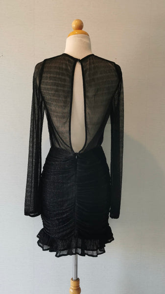 VESTIDO NEGRO TRANSPARENTE MANGAS