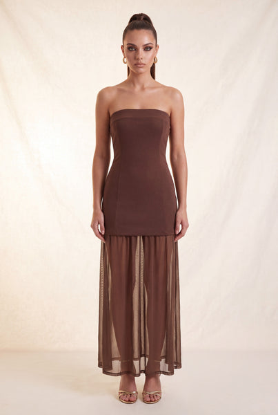 Vestido café largo