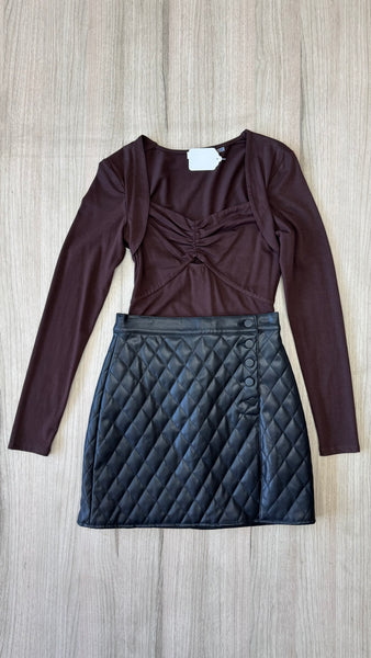 BLUSA CAFÉ CHOCOLATE MANGAS