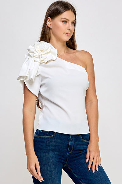 Blusa blanca un hombro