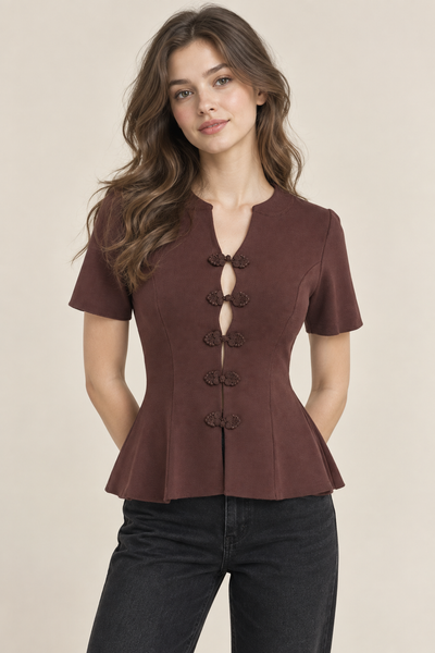 Blusa café tejida Napoleón