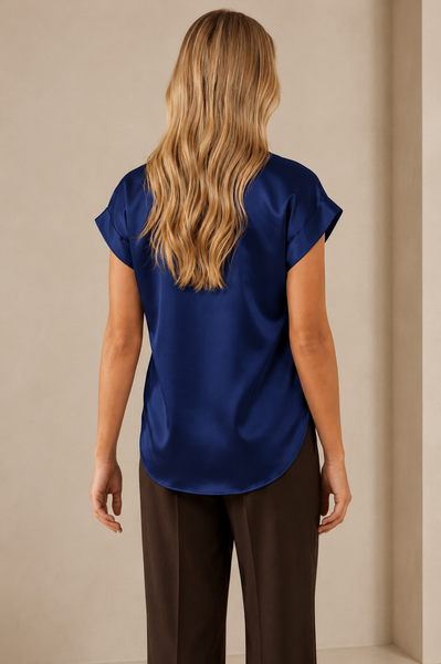 Blusa azul satín