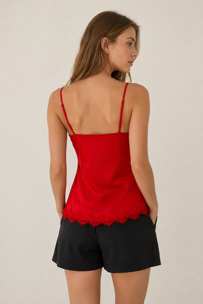 Blusa roja tirante encaje