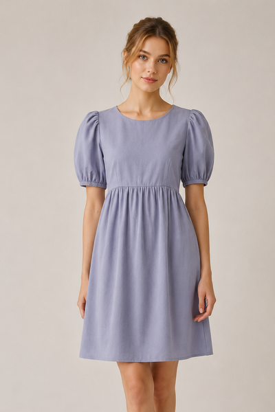 VESTIDO AZUL CIELO VOLADO