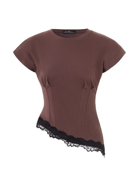 Blusa cafe encaje