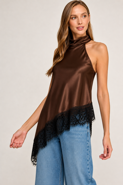 Blusa café halter