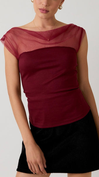 Blusa vino mesh