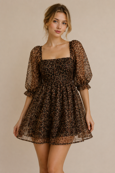 VESTIDO LEOPARDO SUELTO MANGAS