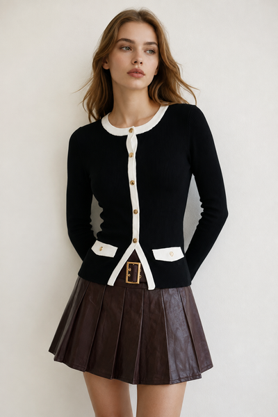 Suéter negro blanco