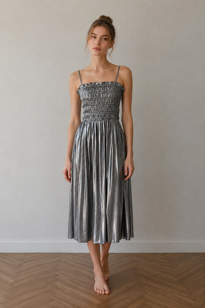 VESTIDO PLATA A MEDIA PIERNA