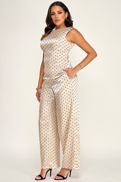 Conjunto beige puntos