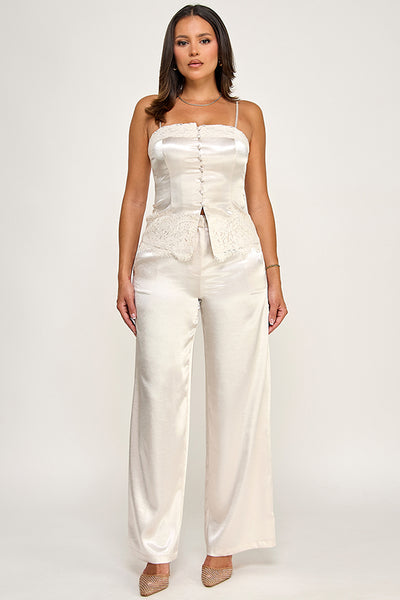 Conjunto beige satín