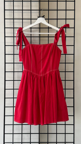 VESTIDO ROJO RAYAS