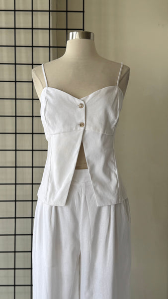 Blusa blanca abierta lino