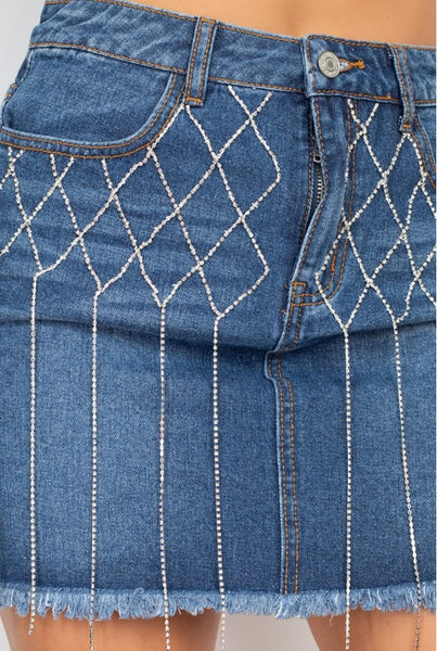 Falda mezclilla brillo