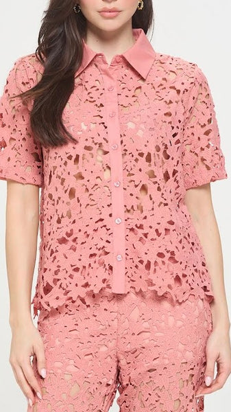 Blusa rosa crochet camisola