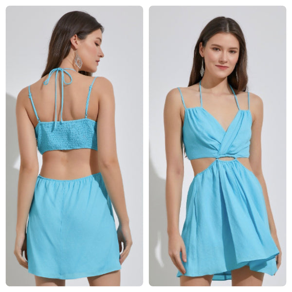 Vestido aqua abierto