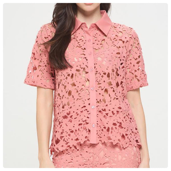 Blusa rosa crochet camisola