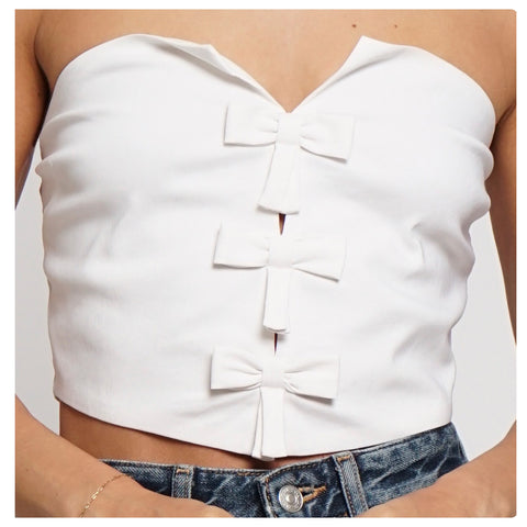 Crop top blanco moños