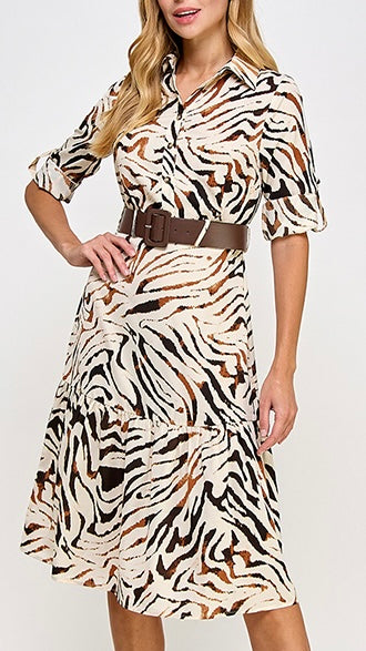 Vestido animal print a media pierna