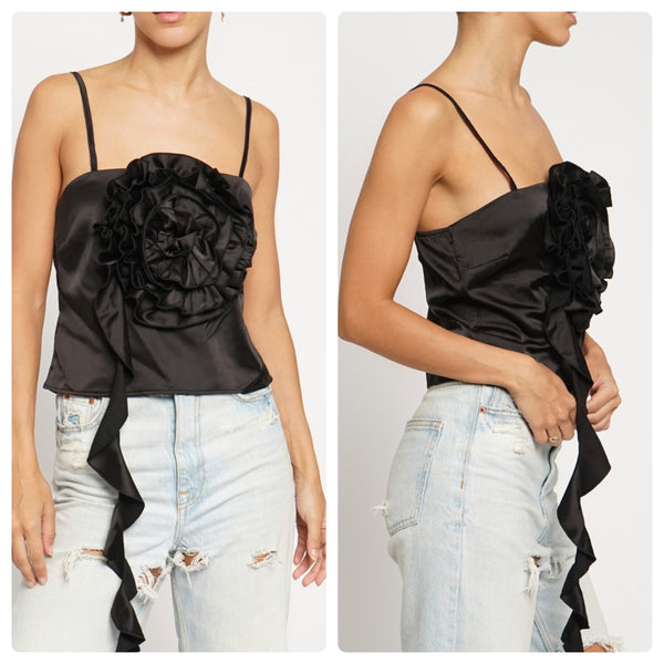 Crop top negro flor