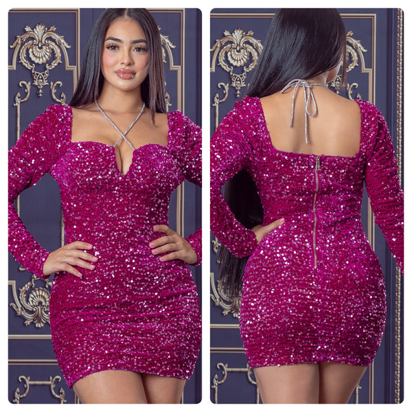 Vestido rosa lentejuela