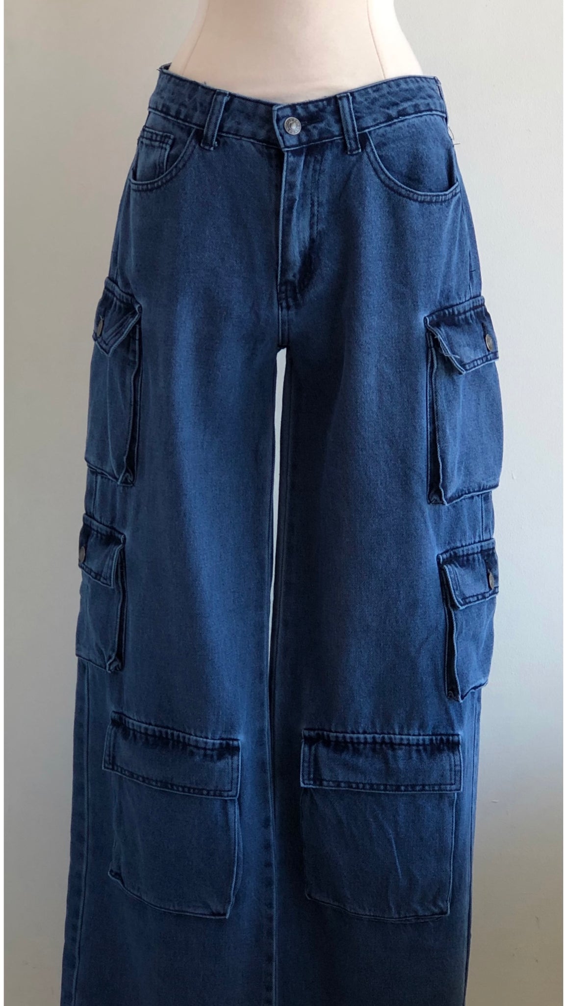 Jeans cargo mezclilla