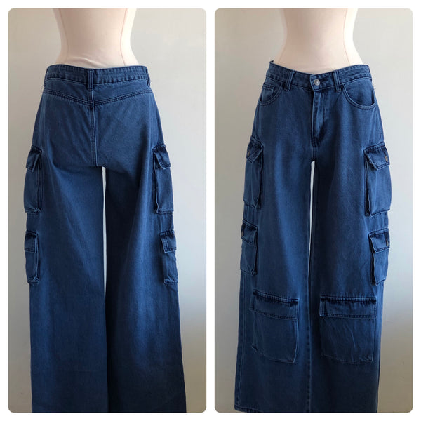 Jeans cargo mezclilla