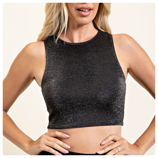 Crop top negro brillos