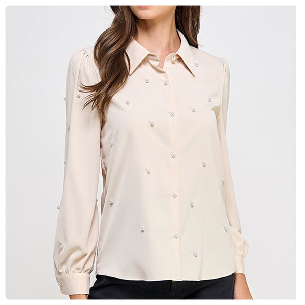 Blusa beige botones