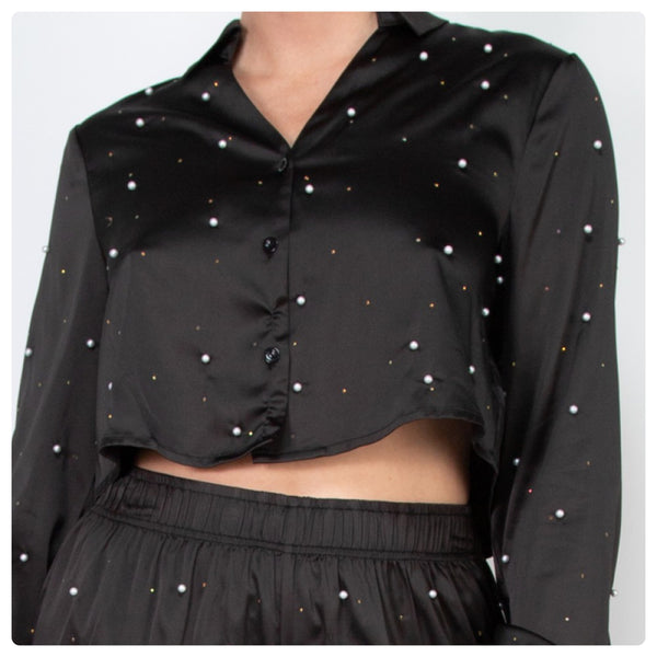 Blusa negra perla