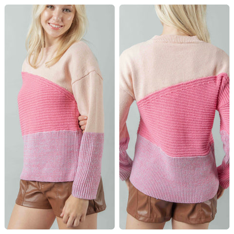 Suéter rosa diagonal