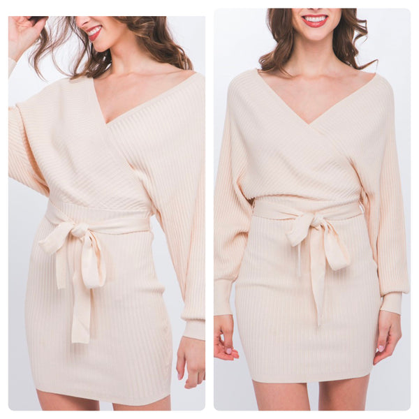 Vestido tejido beige