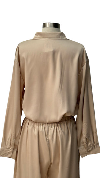 Blusa beige satín camisola