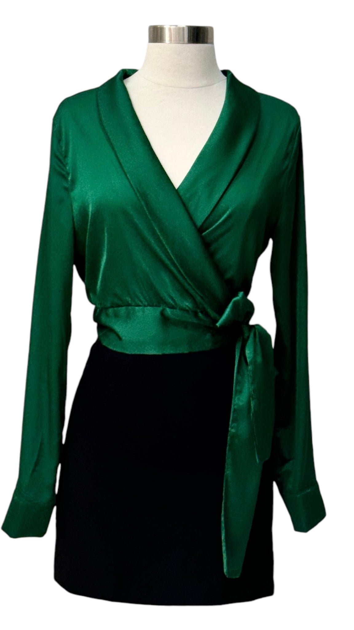 Blusa verde satín cruzada