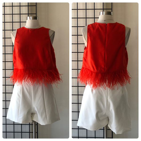 Blusa roja plumas