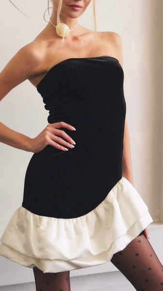 Vestido negro blanco