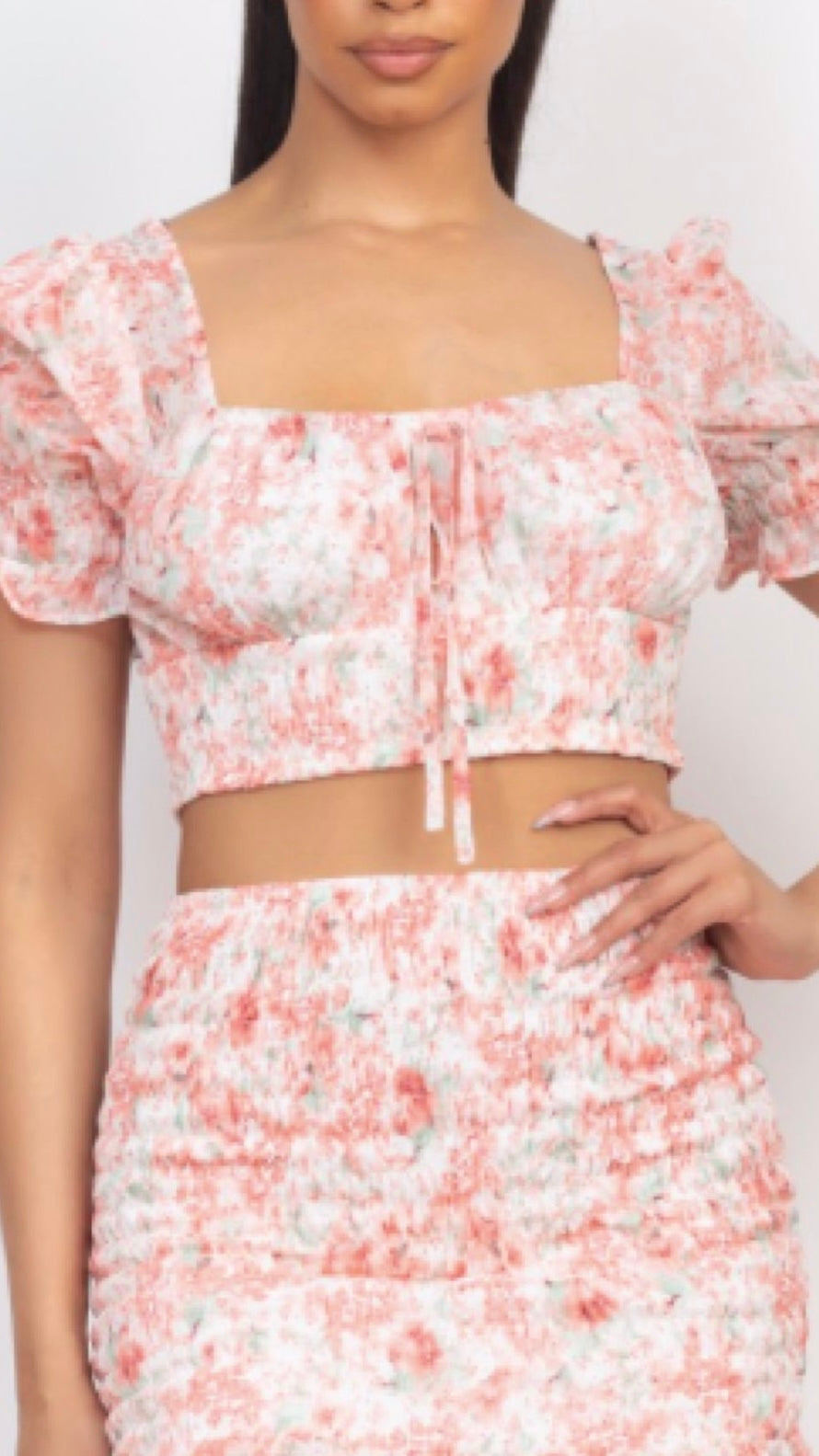 Crop top rosa  corrugado