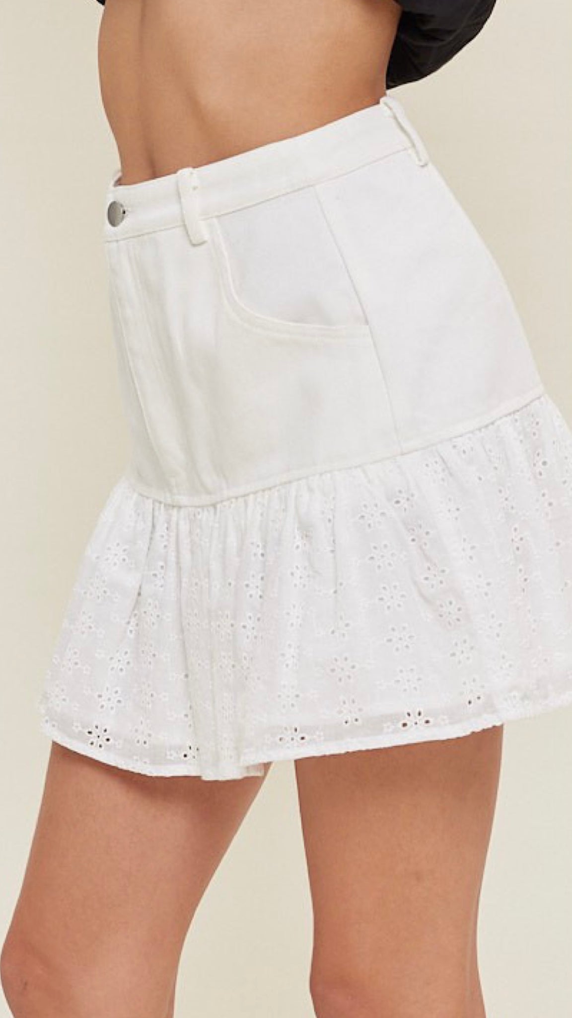 Falda shorts mezclilla blanca