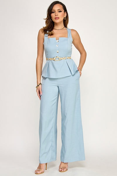 Conjunto azul peplum