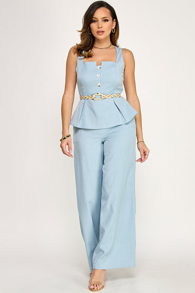 Conjunto azul peplum