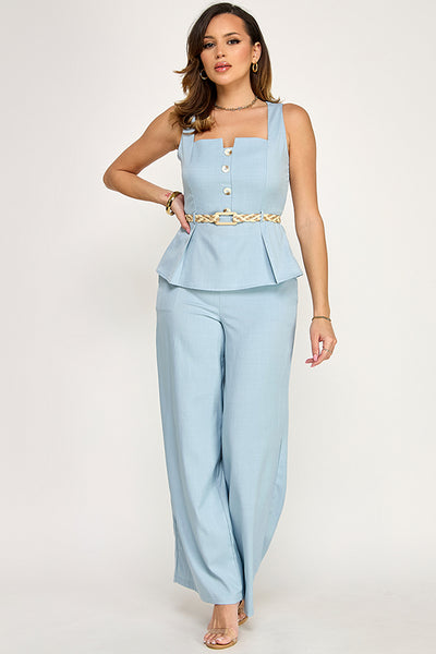 Conjunto azul peplum