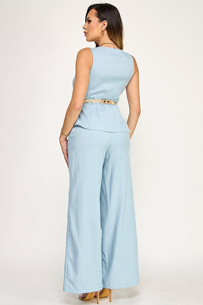 Conjunto azul peplum