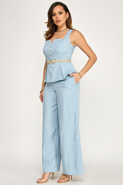 Conjunto azul peplum