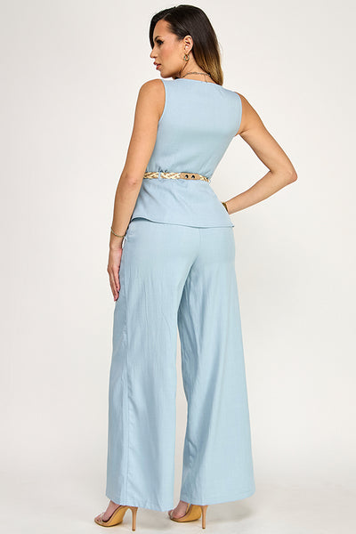 Conjunto azul peplum