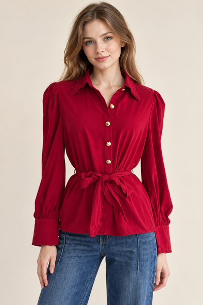 Blusa vino botones camisola