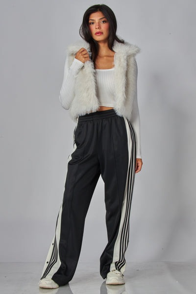 Pantalón negro raya botón